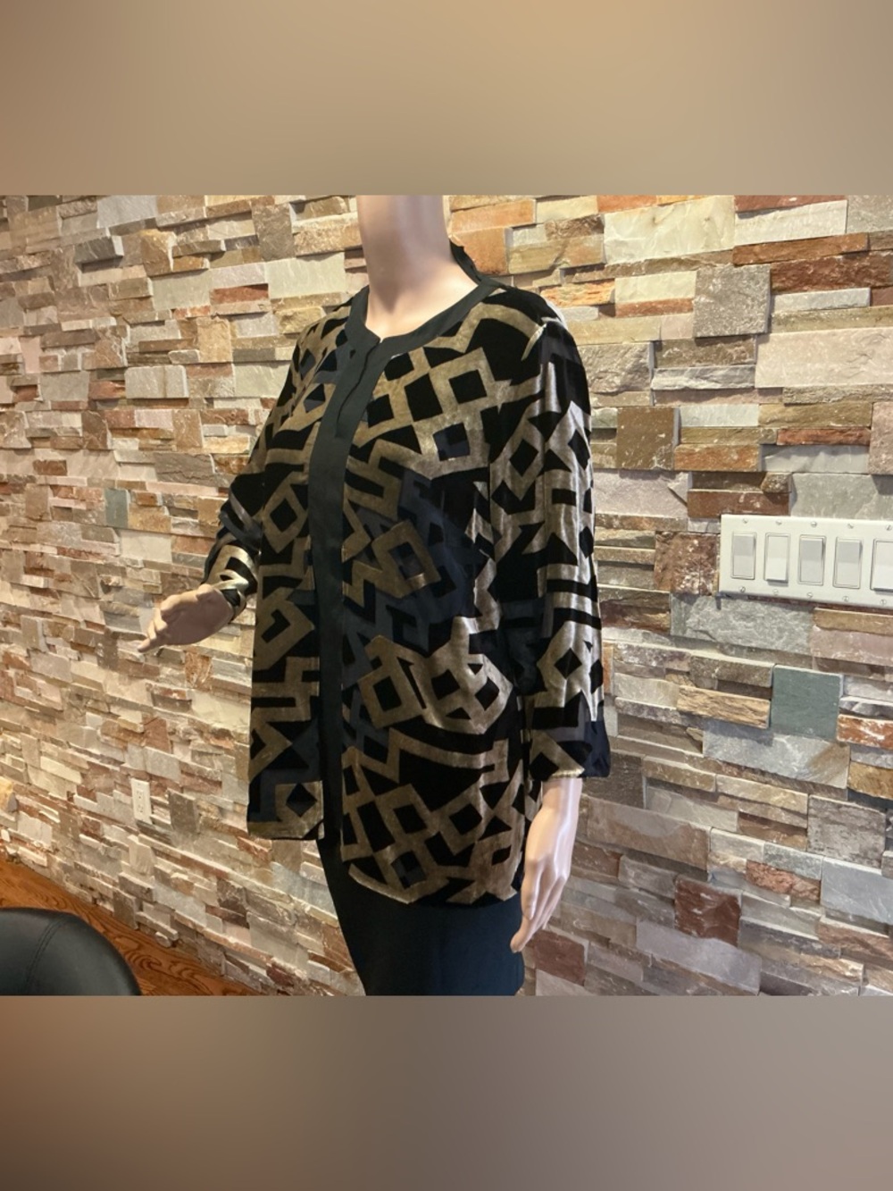 Etro Deco Silk Velvet Devore Top in Gold and Black - Picture 3 of 9